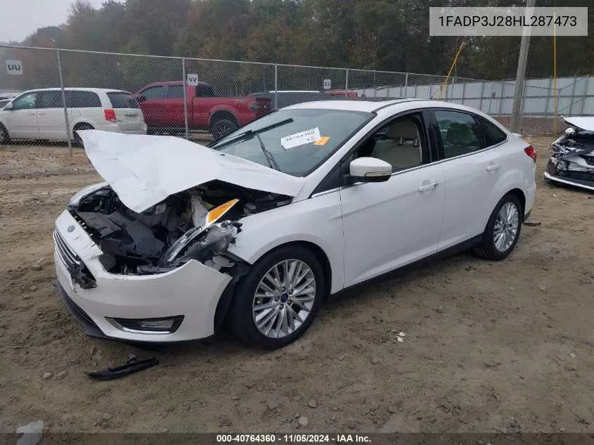 2017 Ford Focus Titanium VIN: 1FADP3J28HL287473 Lot: 40764360