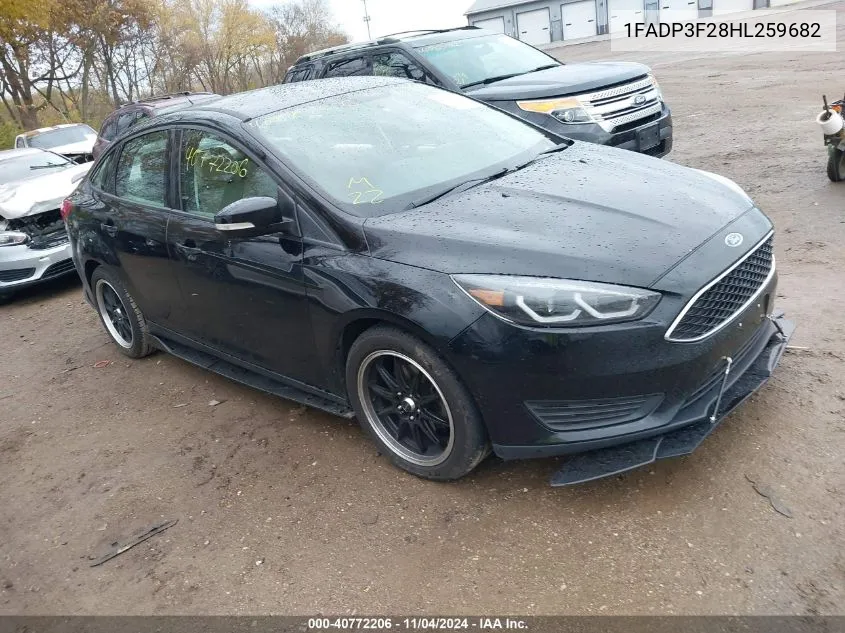 2017 Ford Focus Se VIN: 1FADP3F28HL259682 Lot: 40772206