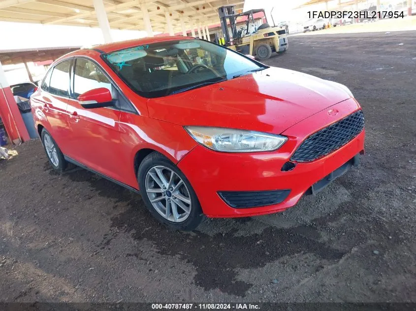 2017 Ford Focus Se VIN: 1FADP3F23HL217954 Lot: 40787487