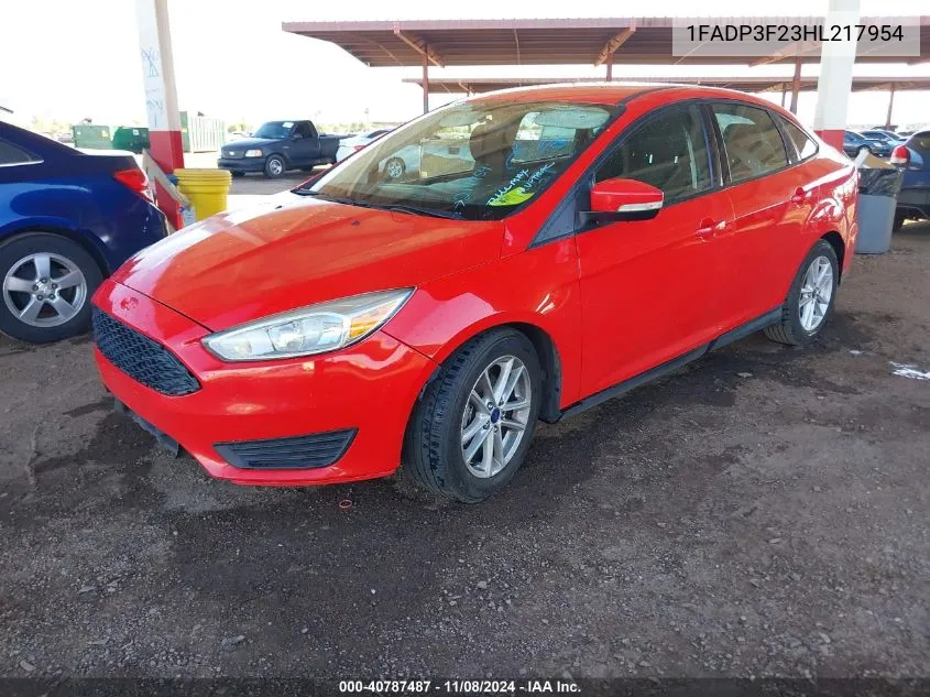 2017 Ford Focus Se VIN: 1FADP3F23HL217954 Lot: 40787487