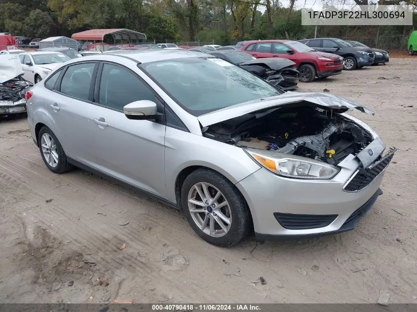 2017 Ford Focus Se VIN: 1FADP3F22HL300694 Lot: 40790418