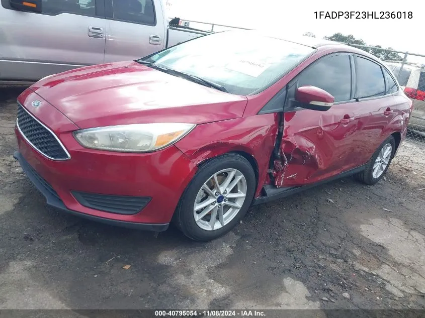 2017 Ford Focus Se VIN: 1FADP3F23HL236018 Lot: 40795054