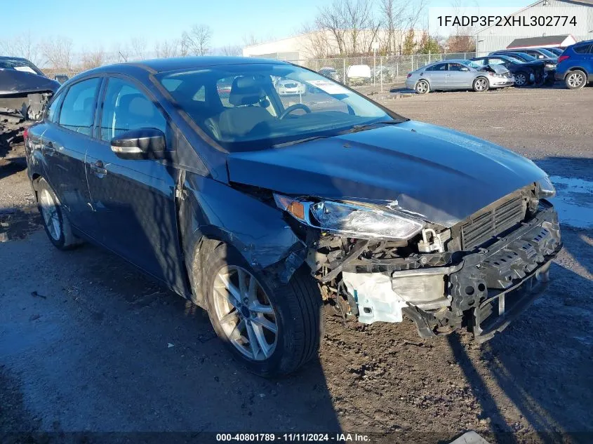 2017 Ford Focus Se VIN: 1FADP3F2XHL302774 Lot: 40801789