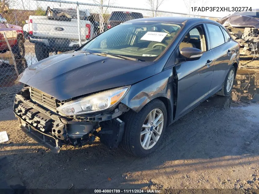 2017 Ford Focus Se VIN: 1FADP3F2XHL302774 Lot: 40801789