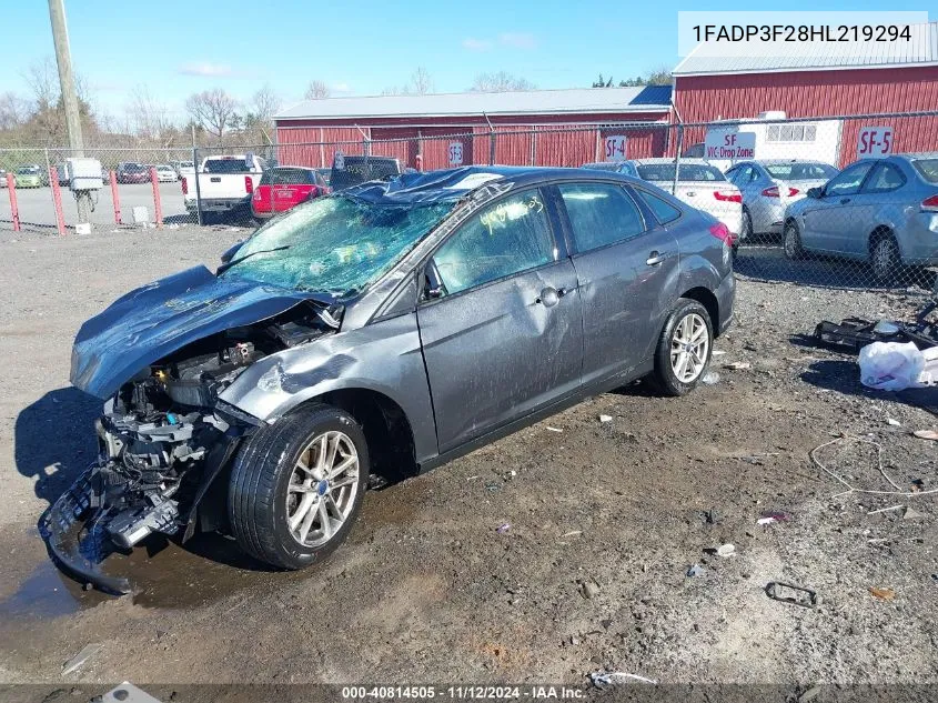 2017 Ford Focus Se VIN: 1FADP3F28HL219294 Lot: 40814505