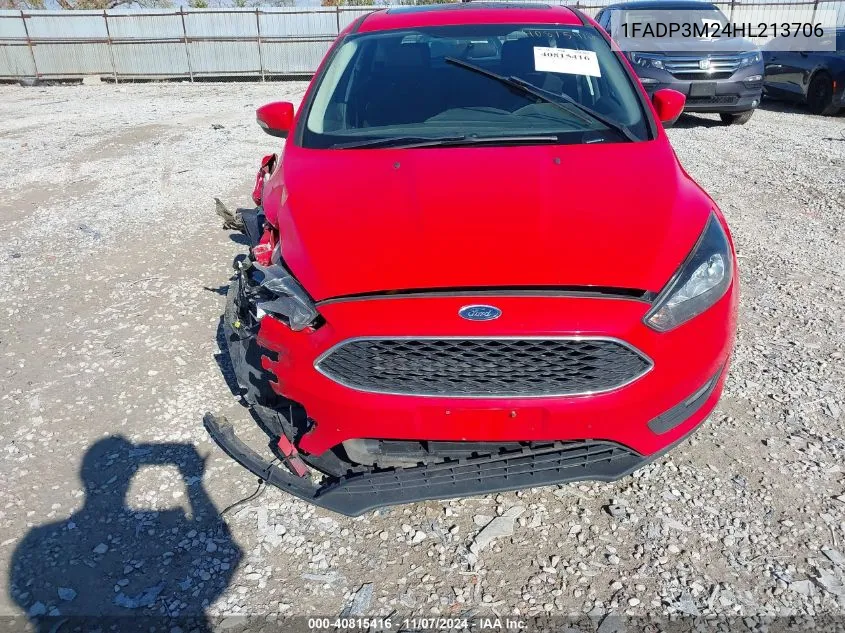 2017 Ford Focus Sel VIN: 1FADP3M24HL213706 Lot: 40815416