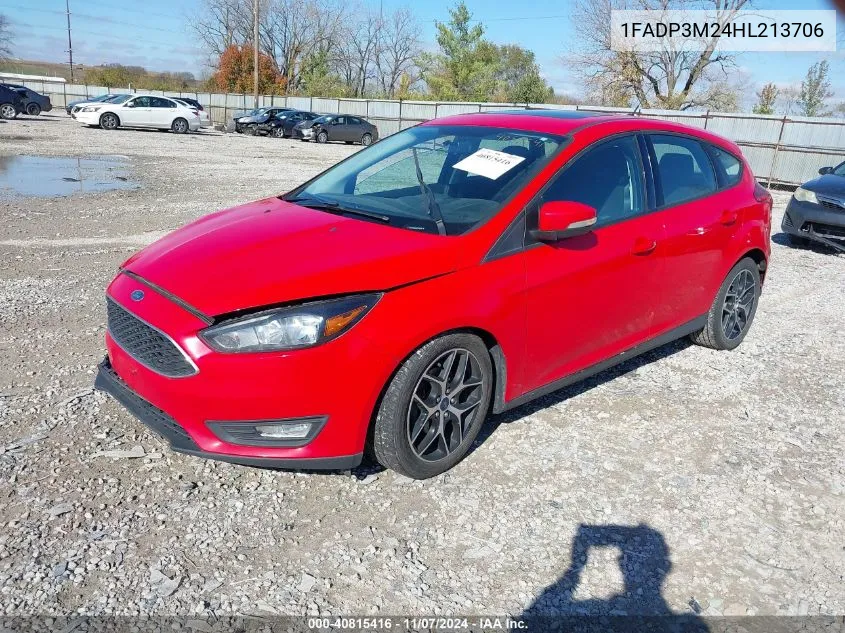 2017 Ford Focus Sel VIN: 1FADP3M24HL213706 Lot: 40815416