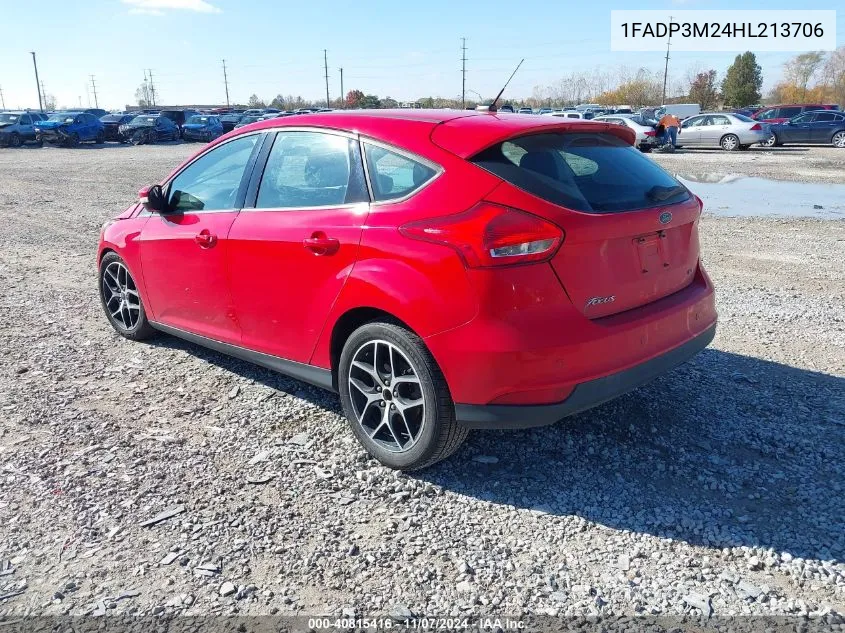 2017 Ford Focus Sel VIN: 1FADP3M24HL213706 Lot: 40815416