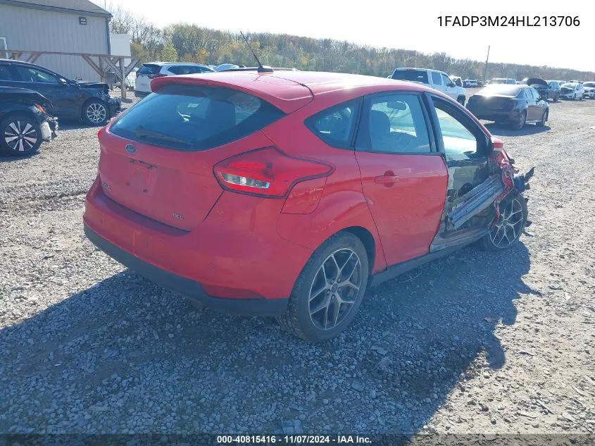 2017 Ford Focus Sel VIN: 1FADP3M24HL213706 Lot: 40815416