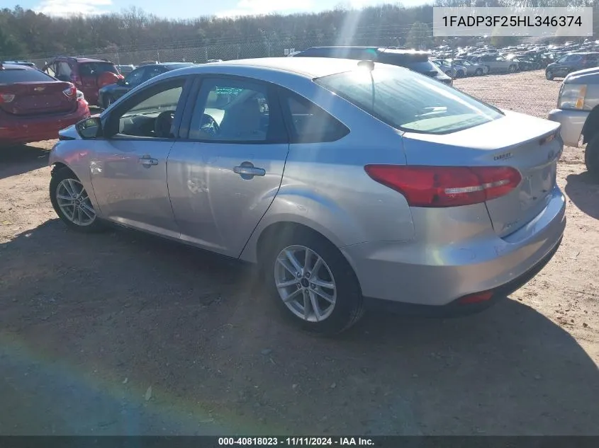 2017 Ford Focus Se VIN: 1FADP3F25HL346374 Lot: 40818023