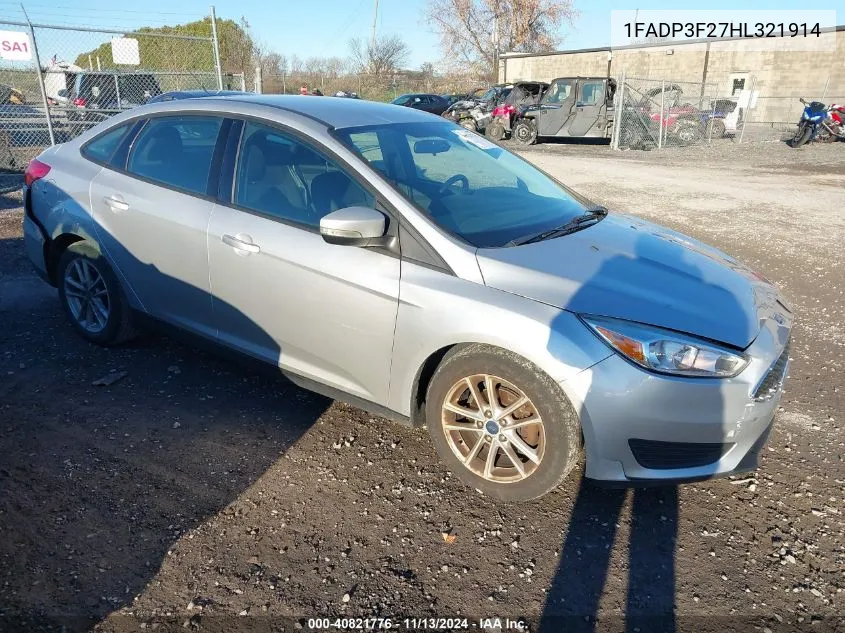 2017 Ford Focus Se VIN: 1FADP3F27HL321914 Lot: 40821776