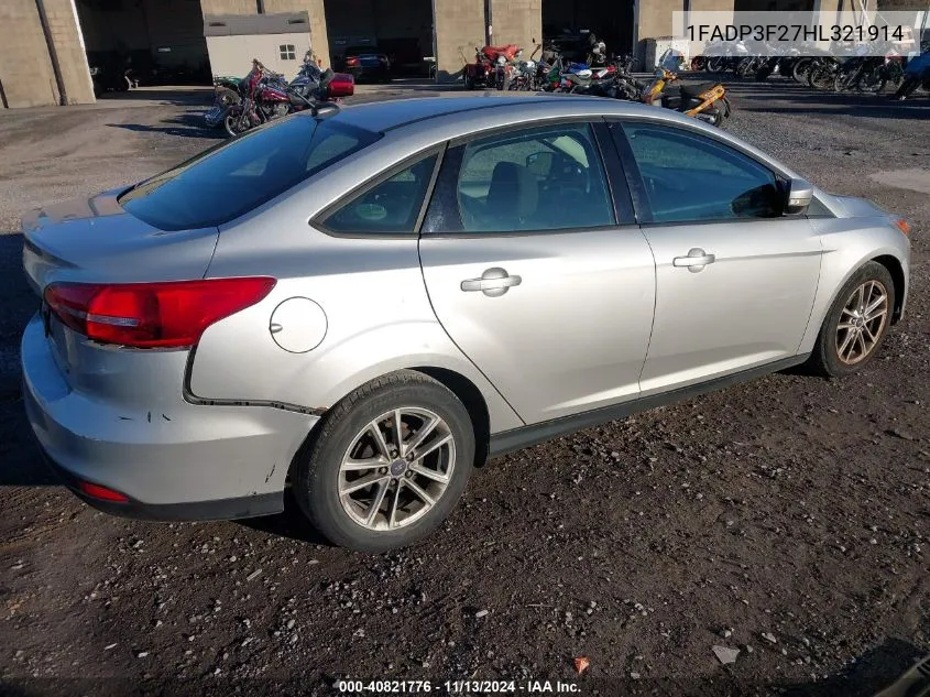 2017 Ford Focus Se VIN: 1FADP3F27HL321914 Lot: 40821776