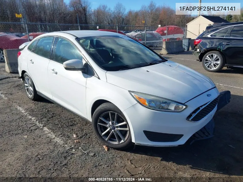 2017 Ford Focus Se VIN: 1FADP3F25HL274141 Lot: 40828785