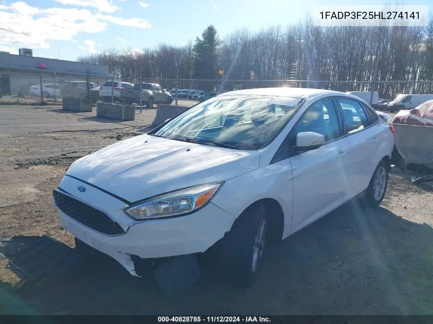 2017 Ford Focus Se VIN: 1FADP3F25HL274141 Lot: 40828785