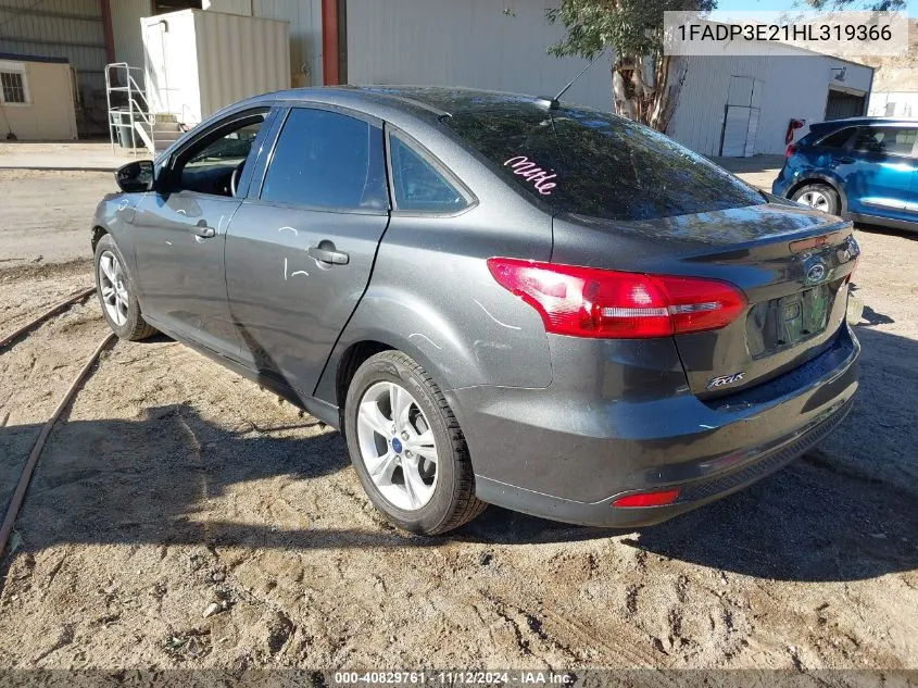 2017 Ford Focus S VIN: 1FADP3E21HL319366 Lot: 40829761