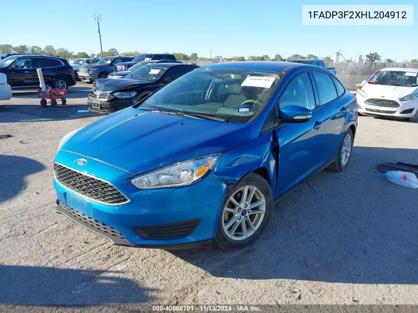 2017 Ford Focus Se VIN: 1FADP3F2XHL204912 Lot: 40860701