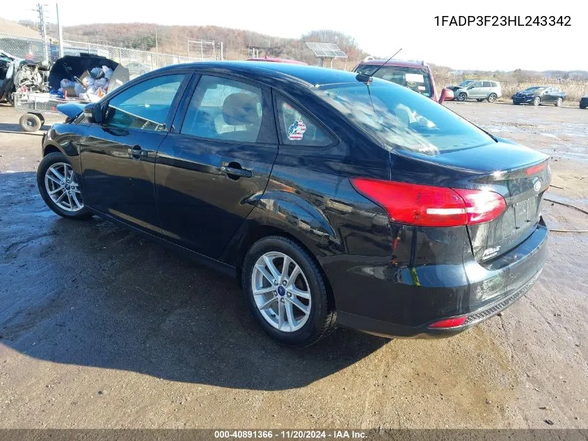 2017 Ford Focus Se VIN: 1FADP3F23HL243342 Lot: 40891366