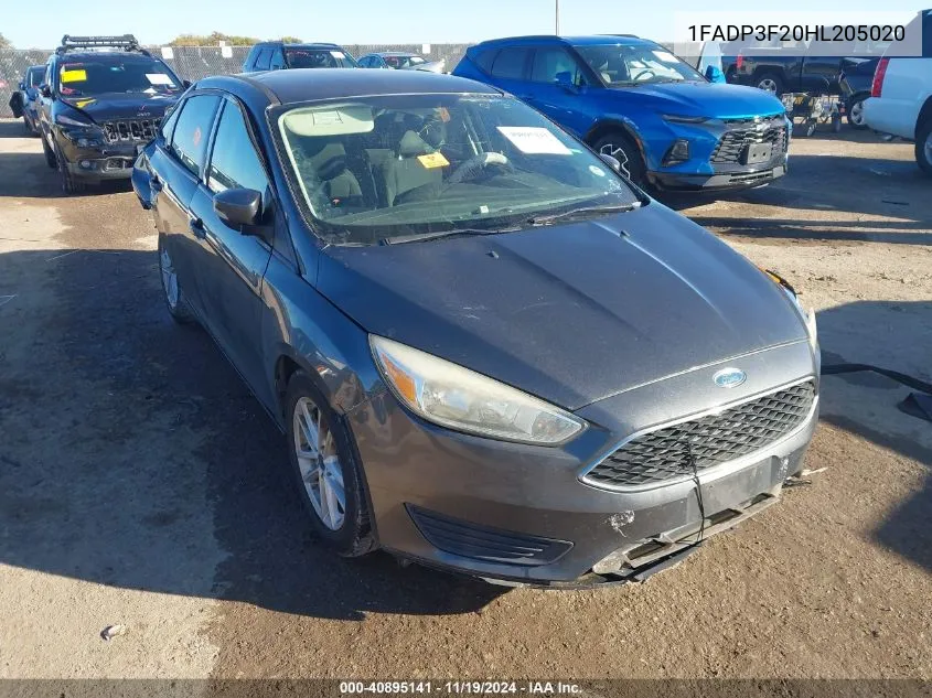 2017 Ford Focus Se VIN: 1FADP3F20HL205020 Lot: 40895141