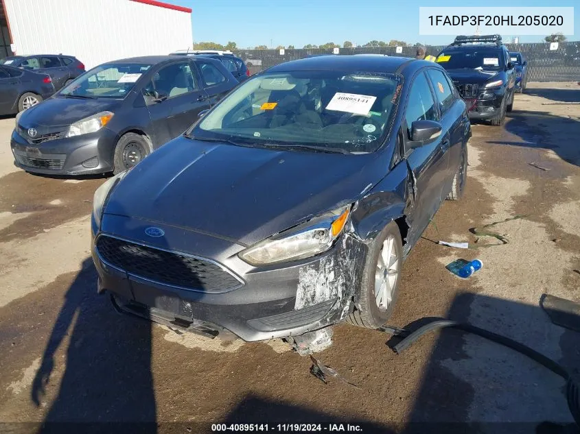 2017 Ford Focus Se VIN: 1FADP3F20HL205020 Lot: 40895141