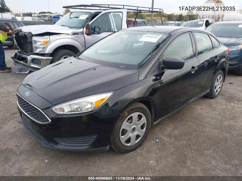 2017 Ford Focus S VIN: 1FADP3E22HL212035 Lot: 40898683