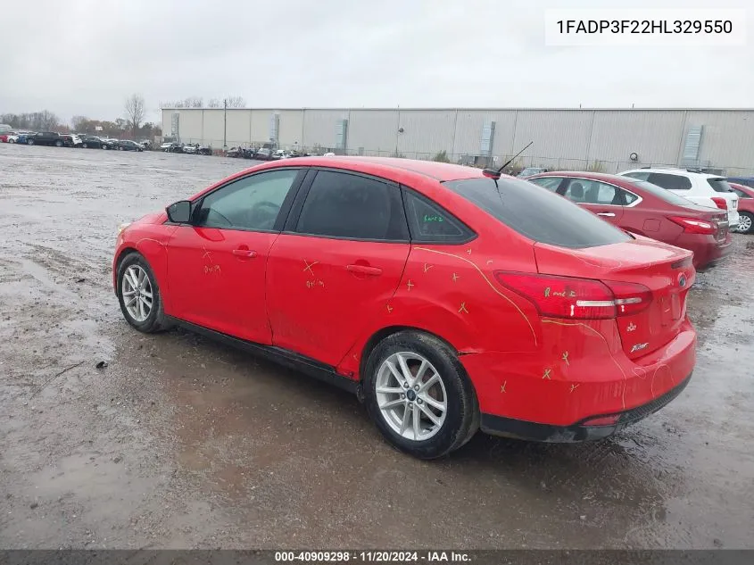 2017 Ford Focus Se VIN: 1FADP3F22HL329550 Lot: 40909298