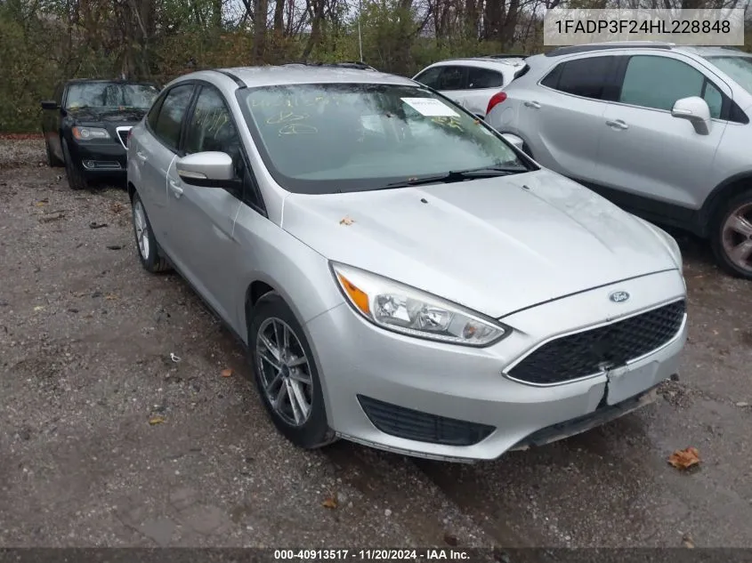 2017 Ford Focus Se VIN: 1FADP3F24HL228848 Lot: 40913517