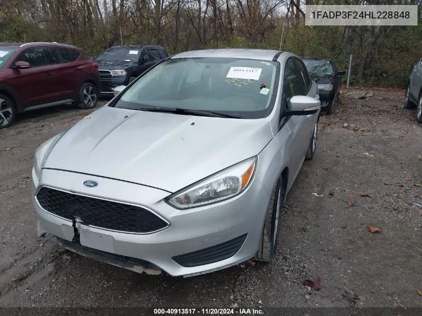 2017 Ford Focus Se VIN: 1FADP3F24HL228848 Lot: 40913517