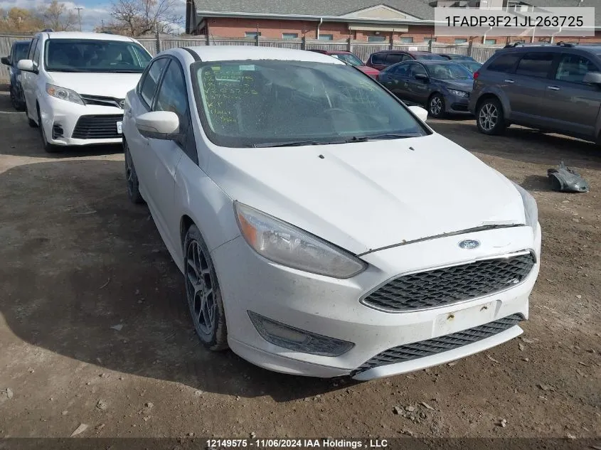 2018 Ford Focus Se VIN: 1FADP3F21JL263725 Lot: 12149575