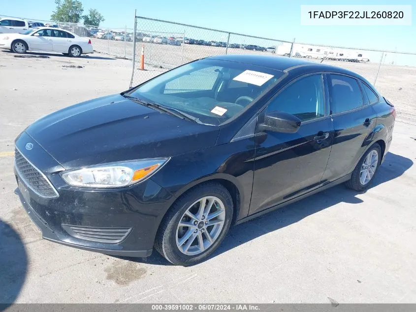 2018 Ford Focus Se VIN: 1FADP3F22JL260820 Lot: 39591002