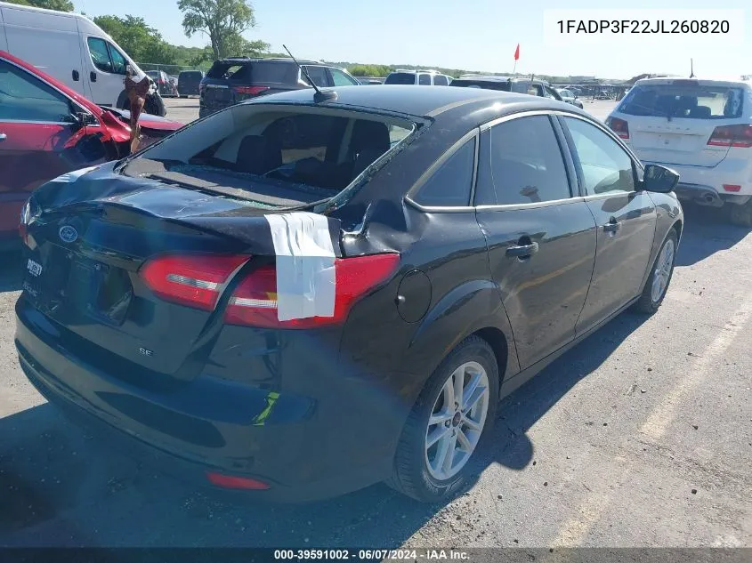 2018 Ford Focus Se VIN: 1FADP3F22JL260820 Lot: 39591002