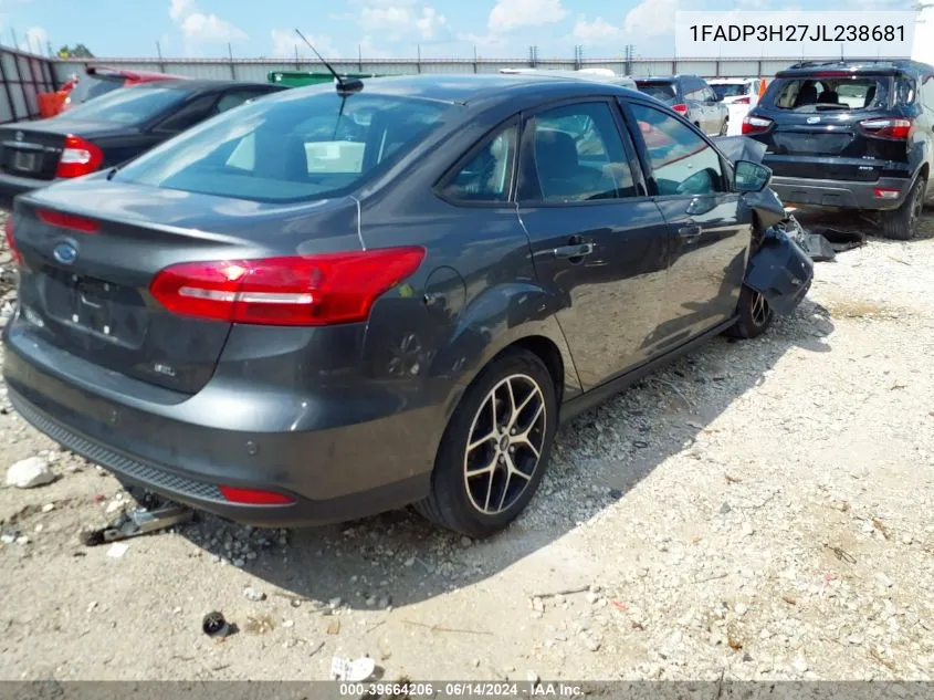 2018 Ford Focus Sel VIN: 1FADP3H27JL238681 Lot: 39664206