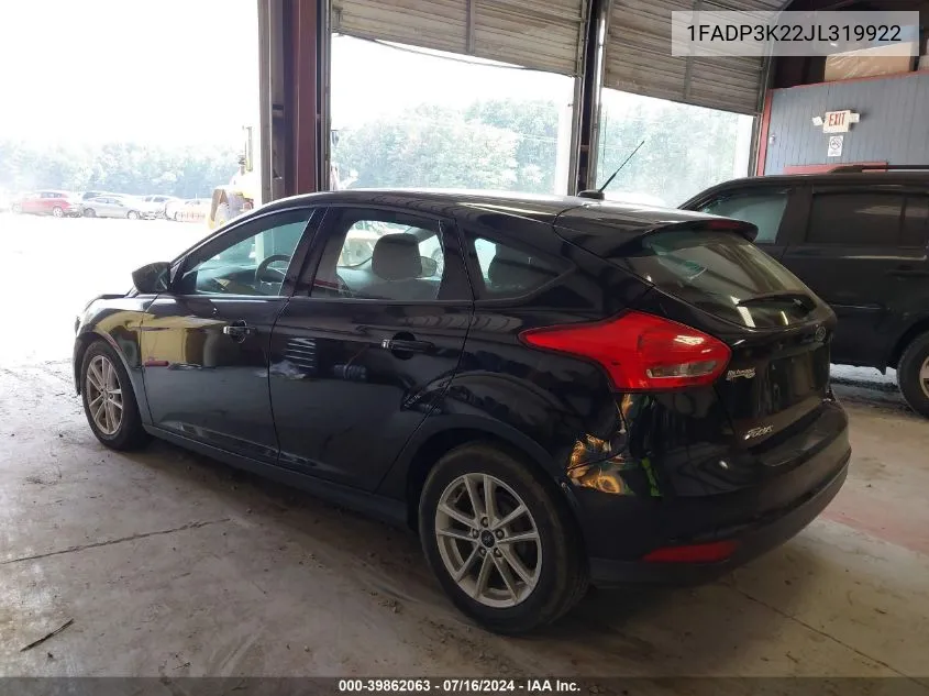 2018 Ford Focus Se VIN: 1FADP3K22JL319922 Lot: 39862063