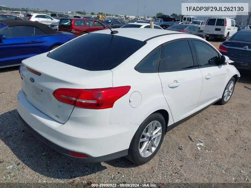 2018 Ford Focus Se VIN: 1FADP3F29JL262130 Lot: 39990922