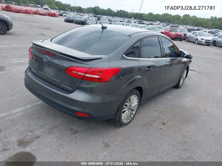 2018 Ford Focus Titanium VIN: 1FADP3J28JL271781 Lot: 39993690