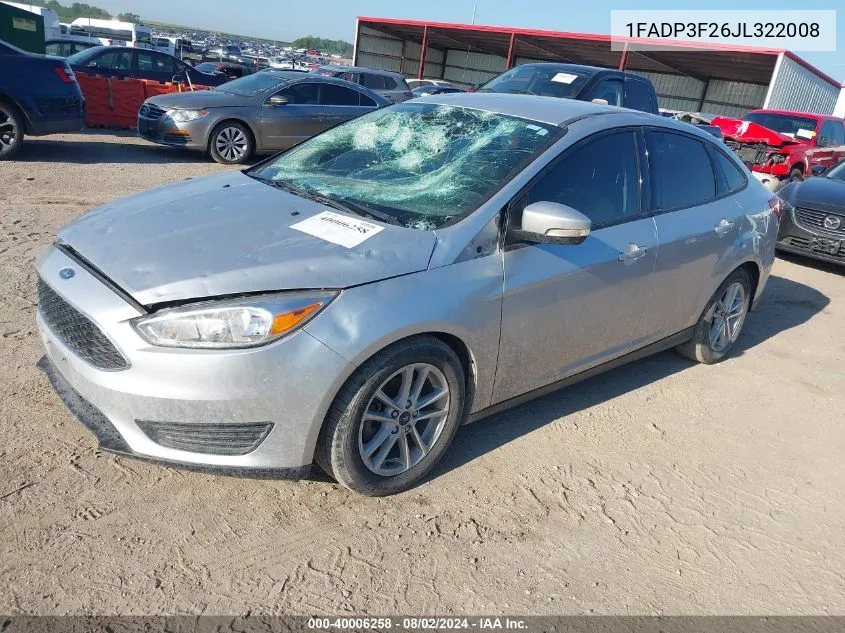 2018 Ford Focus Se VIN: 1FADP3F26JL322008 Lot: 40006258