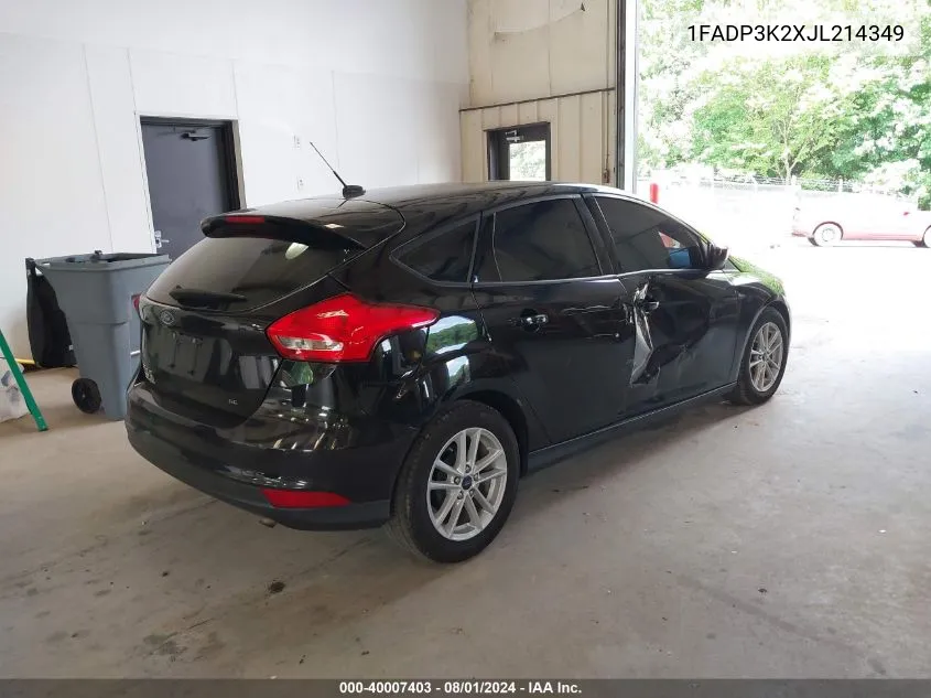 2018 Ford Focus Se VIN: 1FADP3K2XJL214349 Lot: 40007403