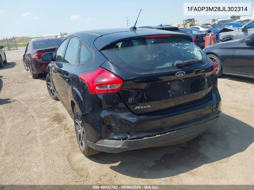 2018 Ford Focus Sel VIN: 1FADP3M28JL302314 Lot: 40032762