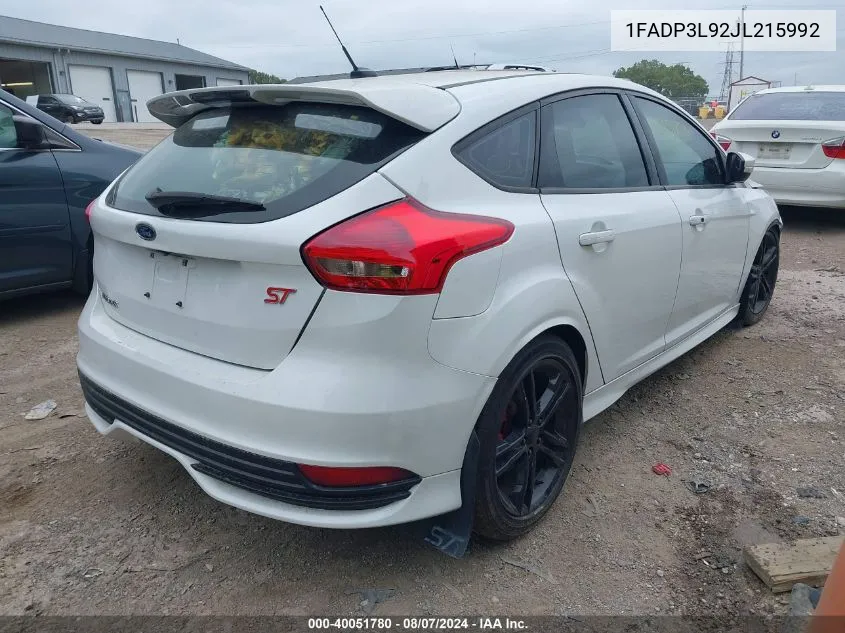 2018 Ford Focus St VIN: 1FADP3L92JL215992 Lot: 40051780