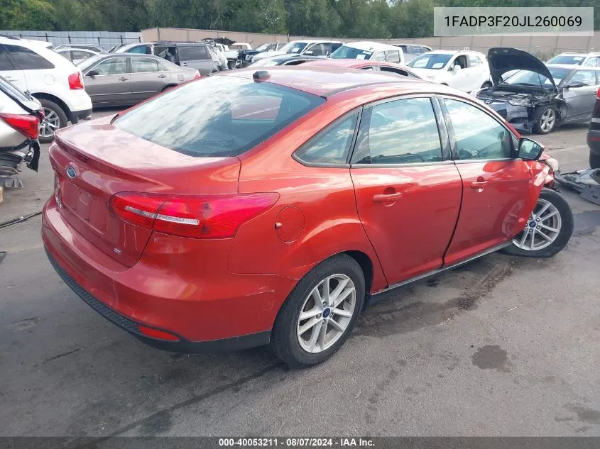 2018 Ford Focus Se VIN: 1FADP3F20JL260069 Lot: 40053211