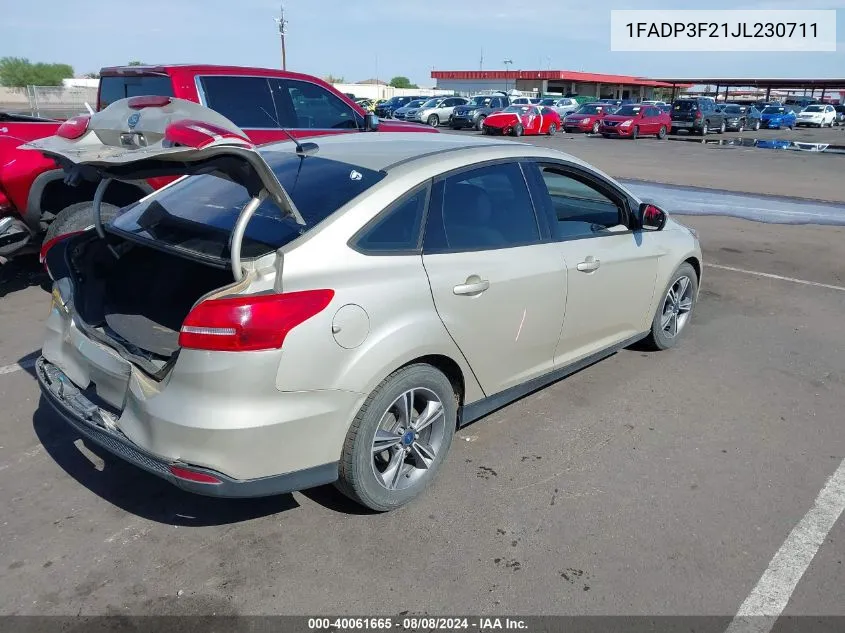 2018 Ford Focus Se VIN: 1FADP3F21JL230711 Lot: 40061665