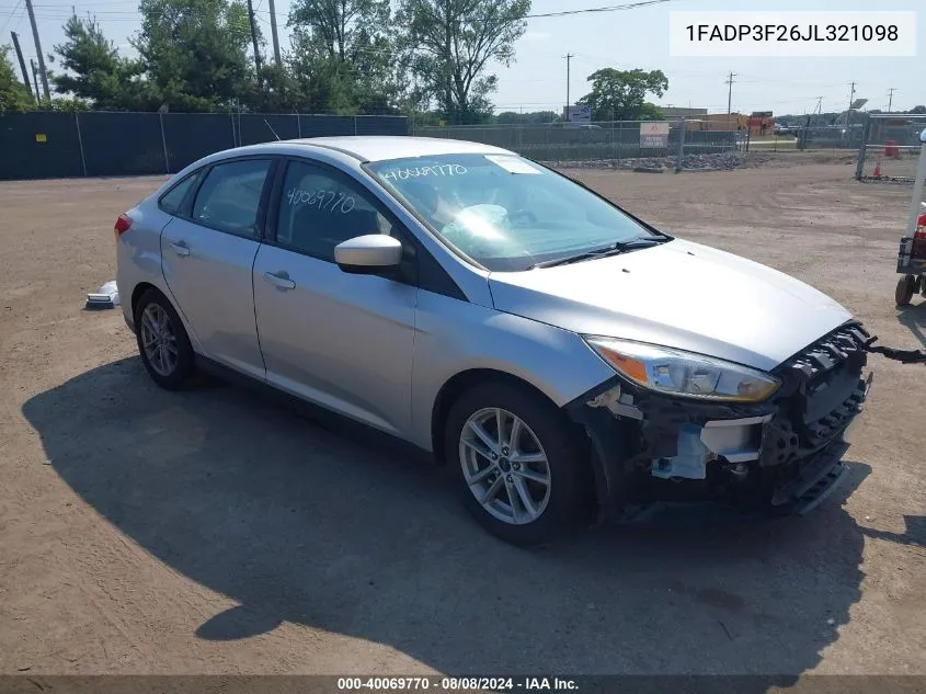 2018 Ford Focus Se VIN: 1FADP3F26JL321098 Lot: 40069770