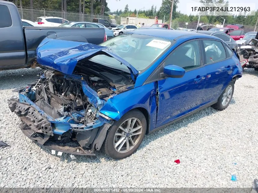 2018 Ford Focus Se VIN: 1FADP3F24JL212963 Lot: 40071452