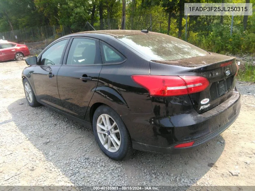 2018 Ford Focus Se VIN: 1FADP3F25JL250315 Lot: 40105901