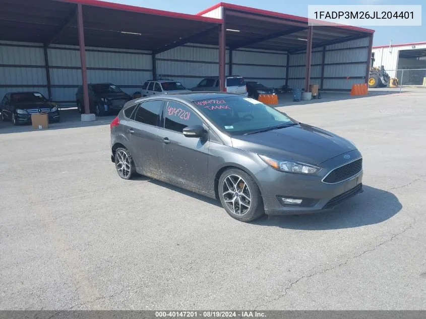 2018 Ford Focus Sel VIN: 1FADP3M26JL204401 Lot: 40147201