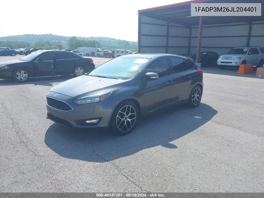 2018 Ford Focus Sel VIN: 1FADP3M26JL204401 Lot: 40147201