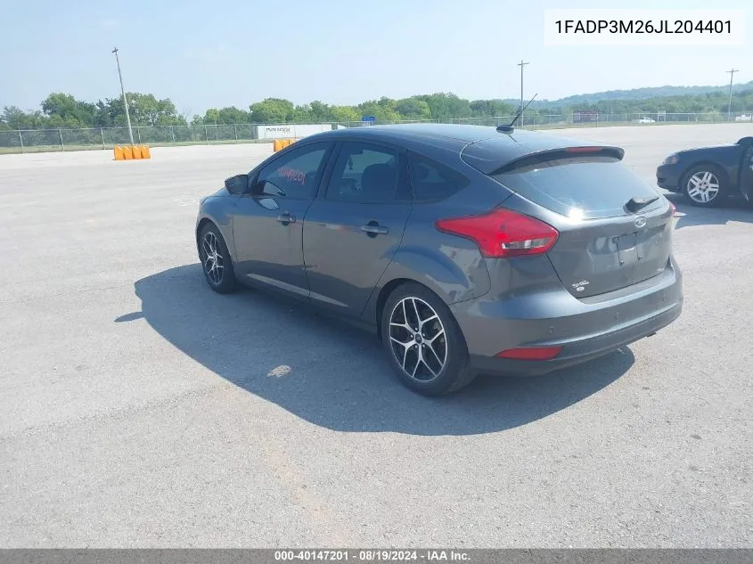 2018 Ford Focus Sel VIN: 1FADP3M26JL204401 Lot: 40147201