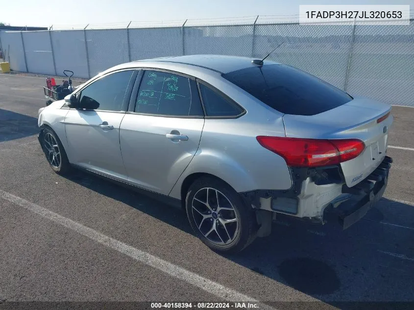 2018 Ford Focus Sel VIN: 1FADP3H27JL320653 Lot: 40158394