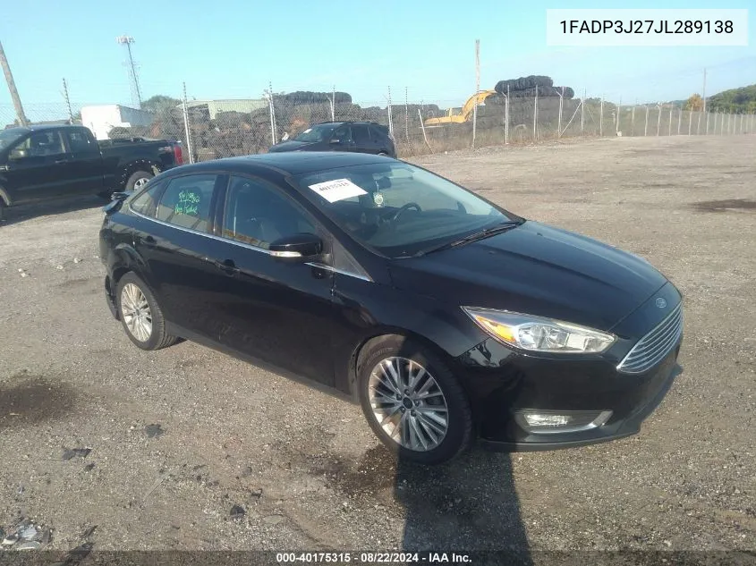 2018 Ford Focus Titanium VIN: 1FADP3J27JL289138 Lot: 40175315