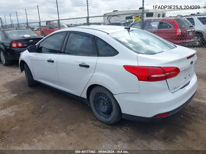 2018 Ford Focus S VIN: 1FADP3E25JL204209 Lot: 40177562