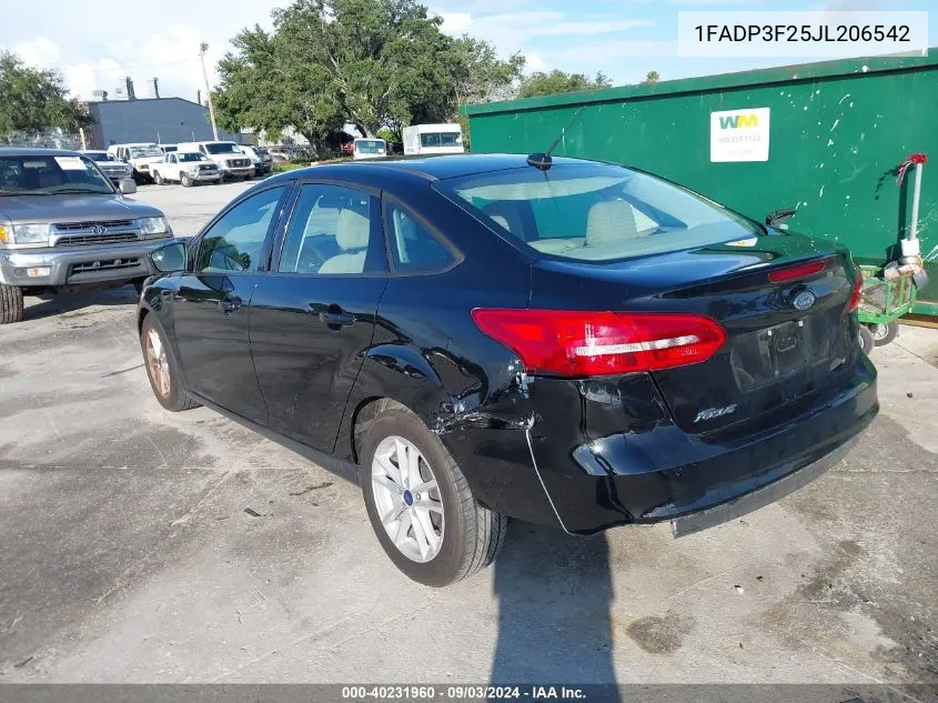 2018 Ford Focus Se VIN: 1FADP3F25JL206542 Lot: 40231960